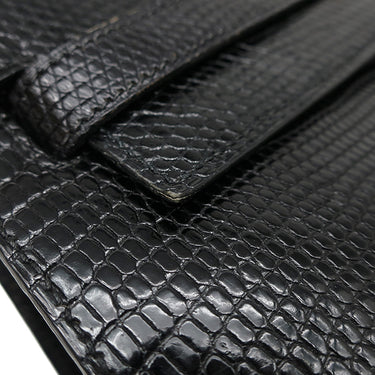 エルメス HERMES ケリー32 外縫い ブラック リザード 2WAYバッグ ゴールド金具 黒