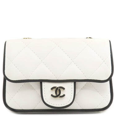 シャネル CHANEL マトラッセ ミニ チェーン クラッチ AP4512  ホワイト ラムスキン ショルダーバッグ シャンパンゴールド金具 白