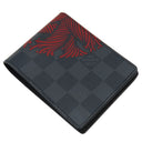 ルイヴィトン LOUIS VUITTON ポルトフォイユ スレンダー ロープパターン N41678 ダミエグラフィット ダミエグラフィットキャンバス 三つ折り財布 黒 赤 イニシャル刻印あり