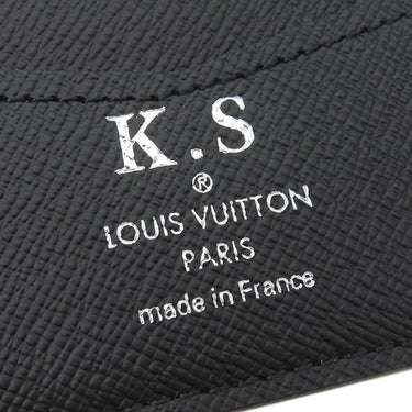 ルイヴィトン LOUIS VUITTON ポルトフォイユ スレンダー ロープパターン N41678 ダミエグラフィット ダミエグラフィットキャンバス 三つ折り財布 黒 赤 イニシャル刻印あり