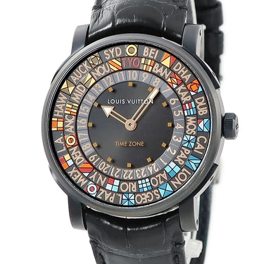 腕時計 ルイヴィトン LOUIS VUITTON エスカル オートマティック タイムゾーン アイス&ファイアー Q5D250 自動巻き メンズ GMT ブラック
