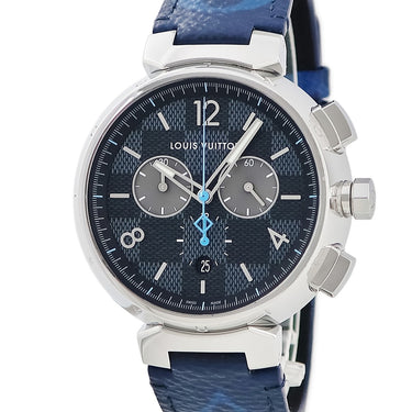 腕時計 ルイヴィトン LOUIS VUITTON タンブール GM ダミエ グラフィット クロノグラフ QA094Z クオーツ メンズ デイト スモセコ クォーツ