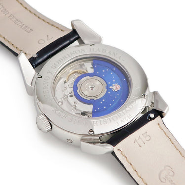 腕時計 クエルボ・イ・ソブリノス CUERVO Y SOBRINOS ヒストリアドール ルナ 3194.1BS 自動巻き メンズ トリプルカレンダー スケルトン 青針