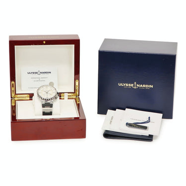 腕時計 ユリスナルダン ULYSSE NARDIN マリーン レガッタ 1553-155-3/40 自動巻き メンズ ホワイト ローマン バー クロノグラフ マリン