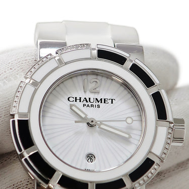 腕時計 ショーメ CHAUMET クラスワン W1722W-20W クオーツ レディース 純正ダイヤ ホワイト クォーツ デイト 3針 20周年記念モデル