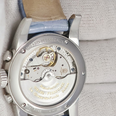 腕時計 ジラールペルゴ GIRARD PERREGAUX スモール クロノグラフ 80460.0.11.11M7 自動巻き レディース 純正ダイヤ シェル 青針 ローマン