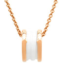 ブルガリ BVLGARI ビーゼロワン ネックレス 346082 ピンクゴールドXホワイト K18PG セラミック ネックレス B-zero1 ペンダント 18K 750PG 白 　