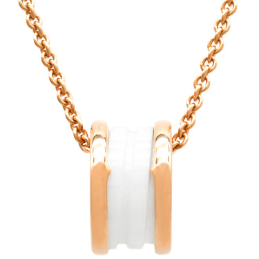 ブルガリ BVLGARI ビーゼロワン ネックレス 346082 ピンクゴールドXホワイト K18PG セラミック ネックレス B-zero1 ペンダント 18K 750PG 白 　
