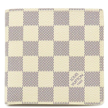 ルイヴィトン LOUIS VUITTON ポルトフォイユ マルコ N60018 ダミエアズール ダミエアズールキャンバス 二つ折り財布 ゴールド金具 白 グレー