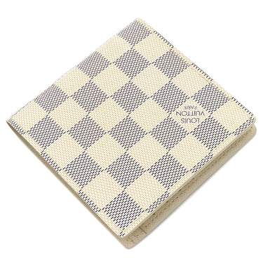 ルイヴィトン LOUIS VUITTON ポルトフォイユ マルコ N60018 ダミエアズール ダミエアズールキャンバス 二つ折り財布 ゴールド金具 白 グレー