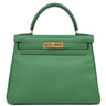 エルメス HERMES ケリー28 内縫い グリーン系 クシュベル 2WAYバッグ ゴールド金具 緑 ショルダー
