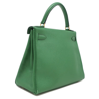 エルメス HERMES ケリー28 内縫い グリーン系 クシュベル 2WAYバッグ ゴールド金具 緑 ショルダー