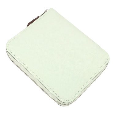 エルメス HERMES アザップ シルクイン コンパクト ヴェールフィズ ヴォーエプソン コインケース シルバー金具 薄緑 ラウンドファスナー