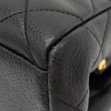 シャネル CHANEL マトラッセ がま口 チェーン ブラック キャビアスキン ハンドバッグ ゴールド金具 ヴィンテージ 黒