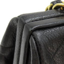 シャネル CHANEL マトラッセ がま口 チェーン ブラック キャビアスキン ハンドバッグ ゴールド金具 ヴィンテージ 黒