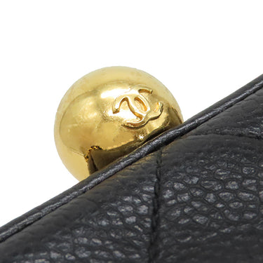 シャネル CHANEL マトラッセ がま口 チェーン ブラック キャビアスキン ハンドバッグ ゴールド金具 ヴィンテージ 黒