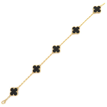 ヴァンクリーフアーペル Van Cleef & Arpels ヴィンテージ アルハンブラ VCARA41300 ブラック×イエローゴールド K18YG オニキス ブレスレット 5モチーフ 750YG 18K 18金