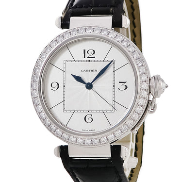 腕時計 カルティエ Cartier パシャ ドゥ カルティエ ダブルバリレット WJ118751 自動巻き メンズ K18WG無垢 純正ダイヤ 青針