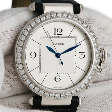 腕時計 カルティエ Cartier パシャ ドゥ カルティエ ダブルバリレット WJ118751 自動巻き メンズ K18WG無垢 純正ダイヤ 青針