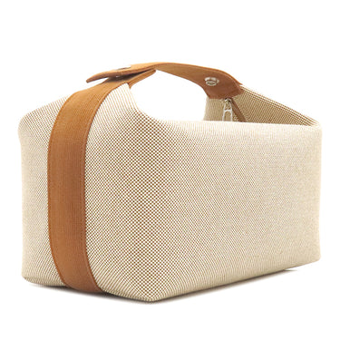 エルメス HERMES ブリッド ア ブラック カブリオル GM ビスキュイ トワルアッシュ ポーチ シルバー金具 トワルH ハンドバッグ バニティバッグ