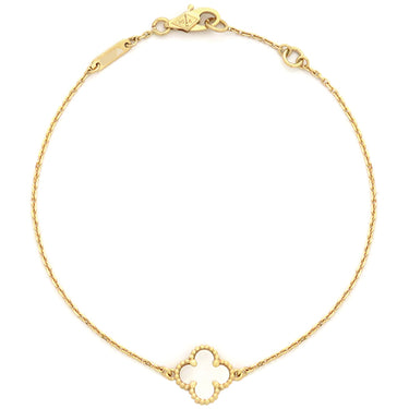 ヴァンクリーフアーペル Van Cleef & Arpels スウィート アルハンブラ  VCARF68800 パールホワイトXイエローゴールド K18YG マザーオブパール ブレスレット 白 Au750 18K