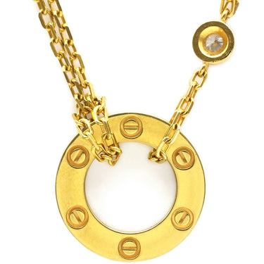 カルティエ Cartier ラブ サークル 2Pダイヤ B7219500 イエローゴールド K18YG ダイヤモンド ネックレス 18金 750YG Wチェーン