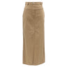 エルメス HERMES ロングスカート ベージュ コットン #34 スカート シルバー金具 薄茶 セリエボタン