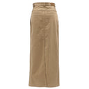 エルメス HERMES ロングスカート ベージュ コットン #34 スカート シルバー金具 薄茶 セリエボタン
