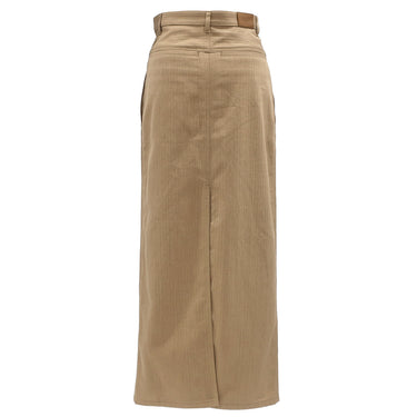 エルメス HERMES ロングスカート ベージュ コットン #34 スカート シルバー金具 薄茶 セリエボタン