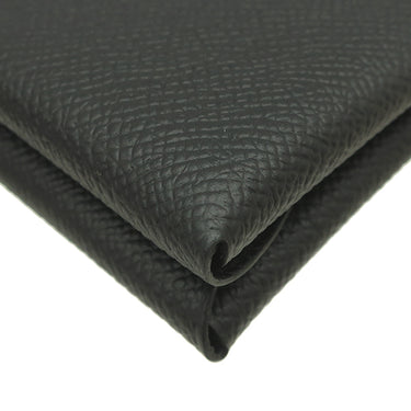 エルメス HERMES カルヴィ デュオ ブラック ヴォーエプソン カードケース シルバー金具 新品 未使用 黒