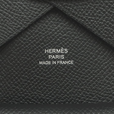エルメス HERMES カルヴィ デュオ ブラック ヴォーエプソン カードケース シルバー金具 新品 未使用 黒