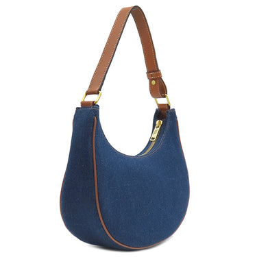 セリーヌ CELINE アヴァ 193952DKA NAVY×TAN デニム カーフ ハンドバッグ ゴールド金具 紺 茶