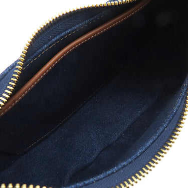 セリーヌ CELINE アヴァ 193952DKA NAVY×TAN デニム カーフ ハンドバッグ ゴールド金具 紺 茶