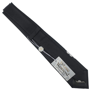 ヴィヴィアンウエストウッド Vivienne Westwood オーブ モチーフ 7.5cm ブラック×グレー シルク ネクタイ 黒
