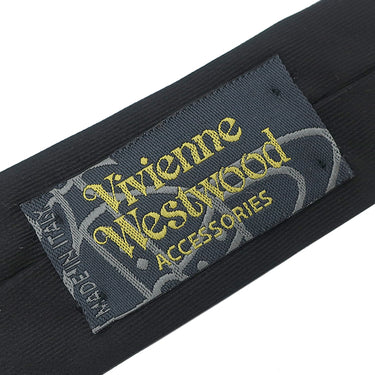 ヴィヴィアンウエストウッド Vivienne Westwood オーブ モチーフ 7.5cm ブラック×グレー シルク ネクタイ 黒