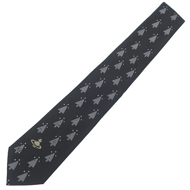 ヴィヴィアンウエストウッド Vivienne Westwood ツリー柄 7cm ブラック×グレー シルク ネクタイ 黒 オーブ