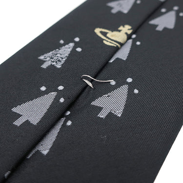 ヴィヴィアンウエストウッド Vivienne Westwood ツリー柄 7cm ブラック×グレー シルク ネクタイ 黒 オーブ