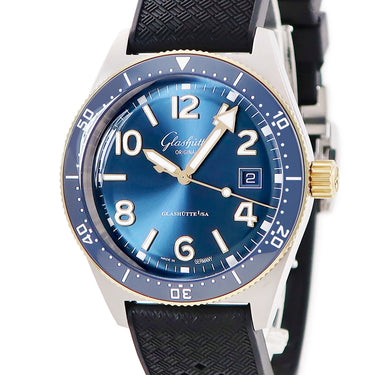 腕時計 グラスヒュッテ オリジナル GLASHUTTE ORIGINAL スペシャリスト SeaQ 1-39-11-10-90-34 自動巻き メンズ K18RG×SS コンビ ブルー デイト