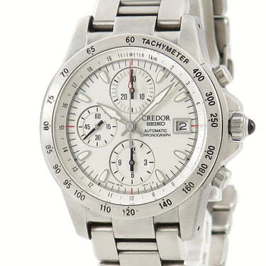 腕時計 クレドール Credor フェニックス クロノグラフ GCBP999 6S78-0A20 自動巻き メンズ ホワイト テレメーター タキメーター