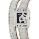 腕時計 エルメス HERMES ケープコッド CC1.330 クオーツ レディース 純正ダイヤ 角型 ドゥブルトゥール 2連 グレー