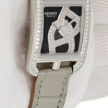 腕時計 エルメス HERMES ケープコッド CC1.330 クオーツ レディース 純正ダイヤ 角型 ドゥブルトゥール 2連 グレー