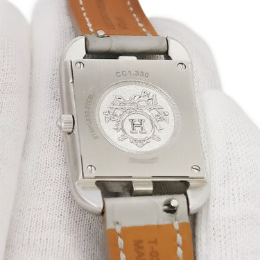 腕時計 エルメス HERMES ケープコッド CC1.330 クオーツ レディース 純正ダイヤ 角型 ドゥブルトゥール 2連 グレー
