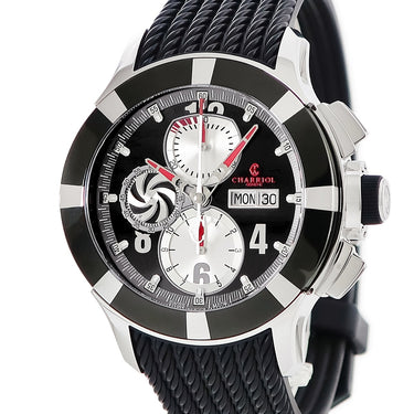 腕時計 シャリオール CHARRIOL グラン・ケルティカ C46AB.173.002 自動巻き メンズ 黒 ラウンド クロノ アラビア