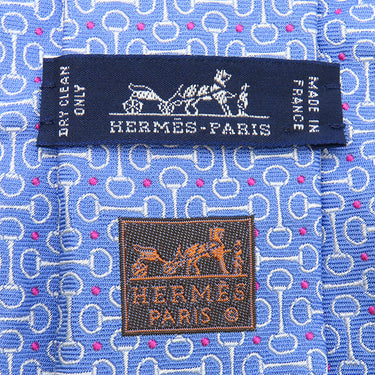 エルメス HERMES 総柄 8cm 659219T ブルー シルク ネクタイ 水色 ホースビット