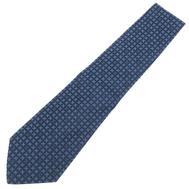 シャネル CHANEL 手裏剣柄 9.5cm ネイビー×ブルー シルク ネクタイ 紺 青