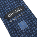 シャネル CHANEL 手裏剣柄 9.5cm ネイビー×ブルー シルク ネクタイ 紺 青