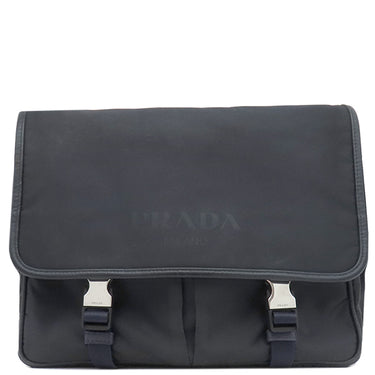 プラダ PRADA ロゴ メッセンジャーバッグ 2VD768 ネイビー ナイロン ショルダーバッグ シルバー金具 紺 三角ロゴ