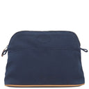 エルメス HERMES ボリードポーチ MM ネイビー コットン ポーチ シルバー金具 紺