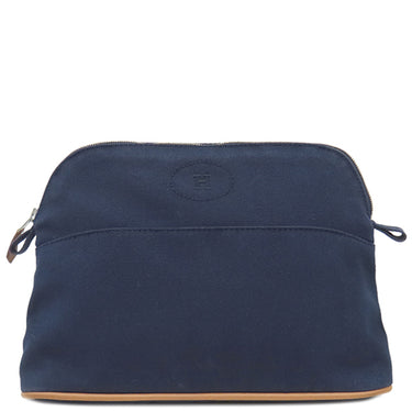 エルメス HERMES ボリードポーチ MM ネイビー コットン ポーチ シルバー金具 紺