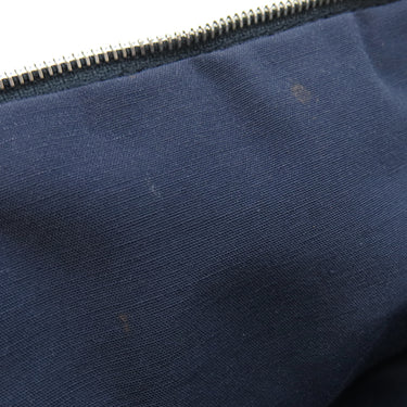 エルメス HERMES ボリードポーチ MM ネイビー コットン ポーチ シルバー金具 紺